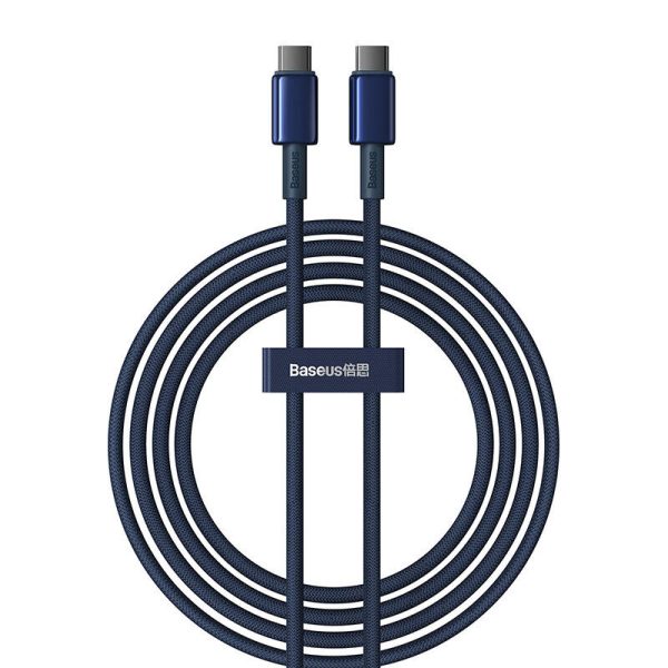 Cable USB-C do USB-C Baseus Tungsten Gold, 100W, 2m (niebieski) - Image 2