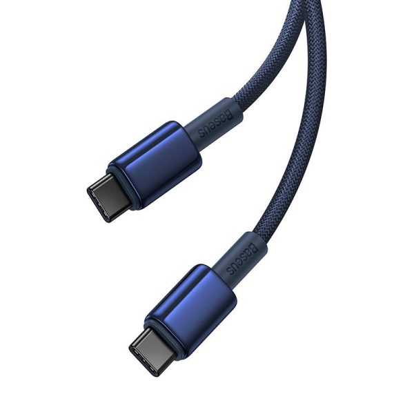 Cable USB-C do USB-C Baseus Tungsten Gold, 100W, 2m (niebieski) - Image 5