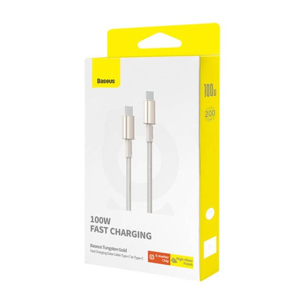 Cable USB-C do USB-C Baseus Tungsten Gold, 100W, 2m (złoty) - Image 6