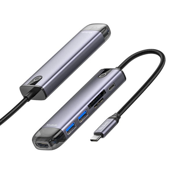 Mcdodo HU-7420 6-in-1 USB-C Hub (USB-C, USB3.0*2, SD, TF, HDMI) - Image 2