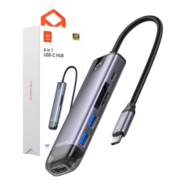 Mcdodo HU-7420 6-in-1 USB-C Hub (USB-C, USB3.0*2, SD, TF, HDMI) - Image 3