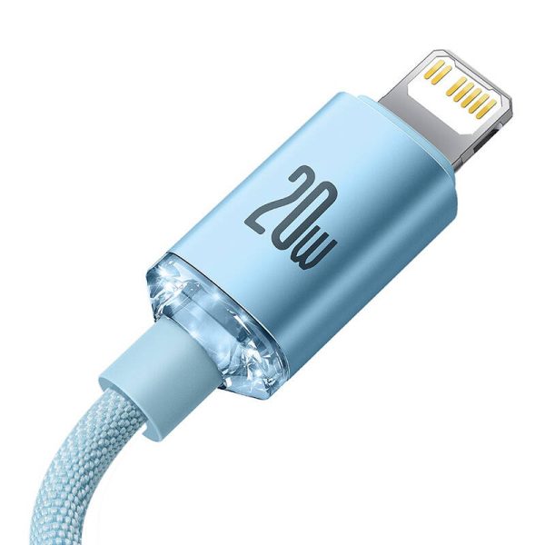 Kabel USB-C do iP Baseus Crystal Shine,  20W, 2m (niebieski) - Image 4