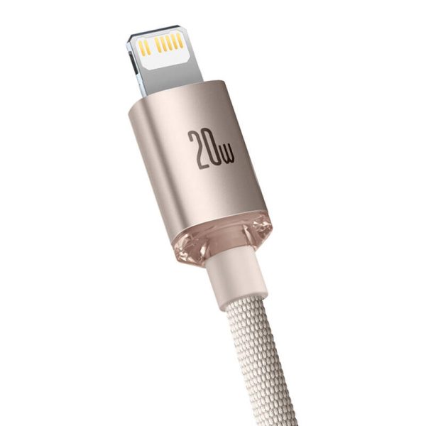 Kabel USB-C do iP Baseus Crystal Shine,  20W, 2m (różowy) - Image 3