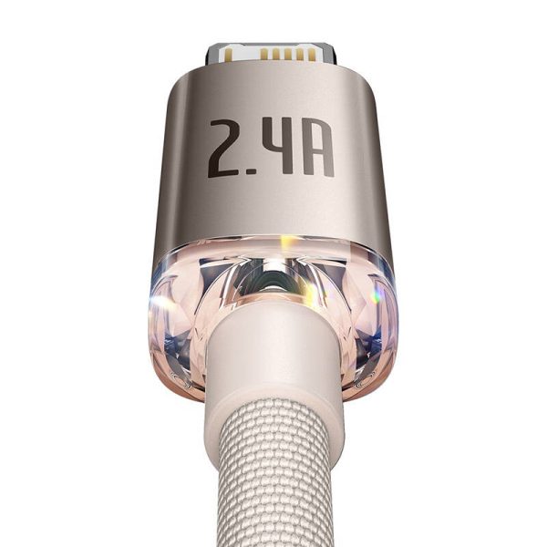 Kabel USB do iP Baseus Crystal Shine, 2.4A, 1.2m (różowy) - Image 3