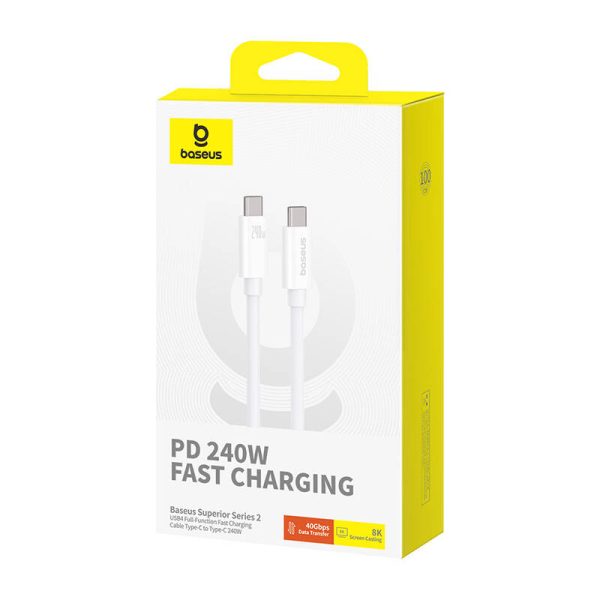 Kabel USB-C do USB-C Baseus Superior USB4, 240W, 1m (biały) - Image 6