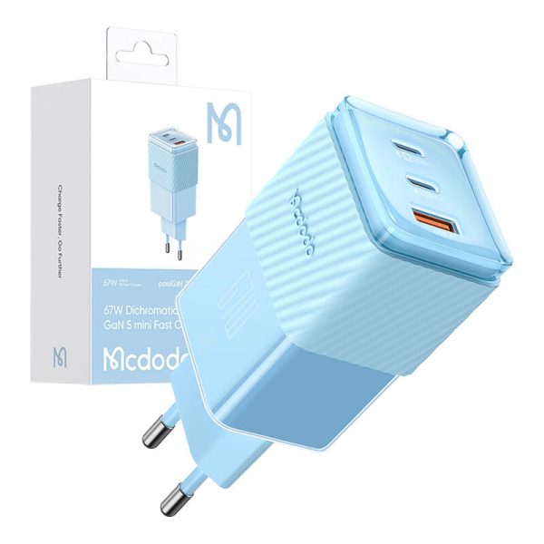 GaN 67W mains charger Mcdodo CH-1503 2x USB-C, USB-A (blue) - Image 5