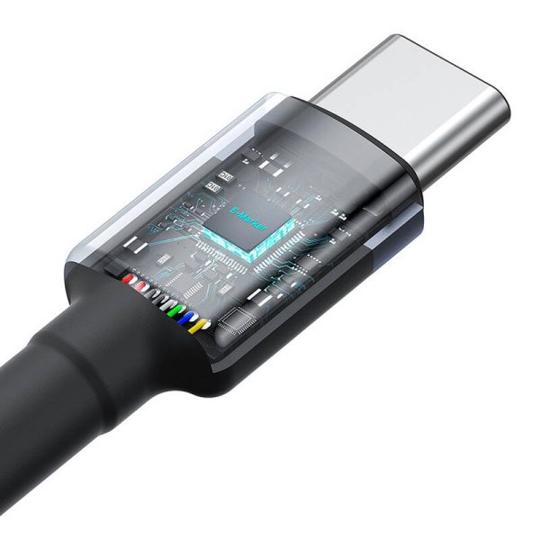 Cable Baseus Cafule USB-C to USB-C 100W,2m, 2psc (Red Black, Grey Black) - Image 6