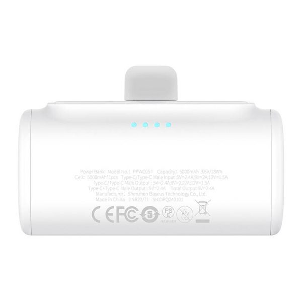 Powerbank Baseus Compact 5000mAh, 20W, USB-C (biały) - Image 2