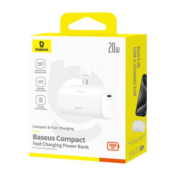 Powerbank Baseus Compact 5000mAh, 20W, USB-C (biały) - Image 6