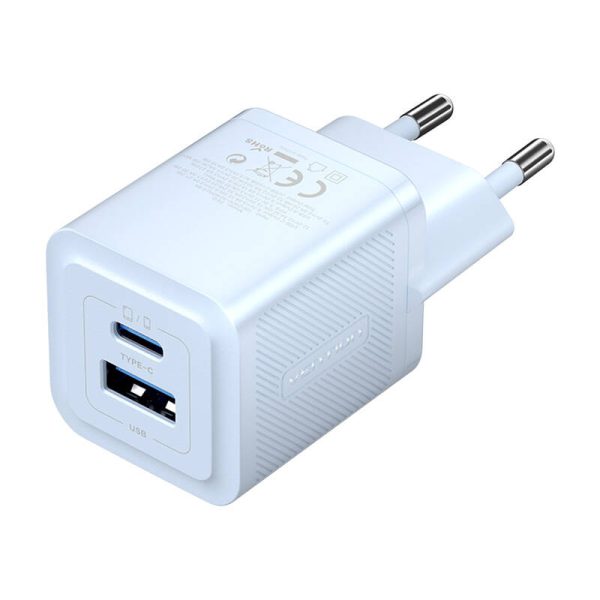 Wall charger, Vention, FEQL0-EU,  USB-C + USB- A,  30W/30W, GaN (blue) - Image 2