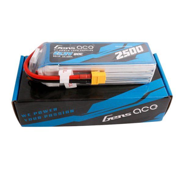 Gens ace 2500mAh 22.2V 80C 6S1P Lipo Battery Pack with XT60 plug — изображение 4