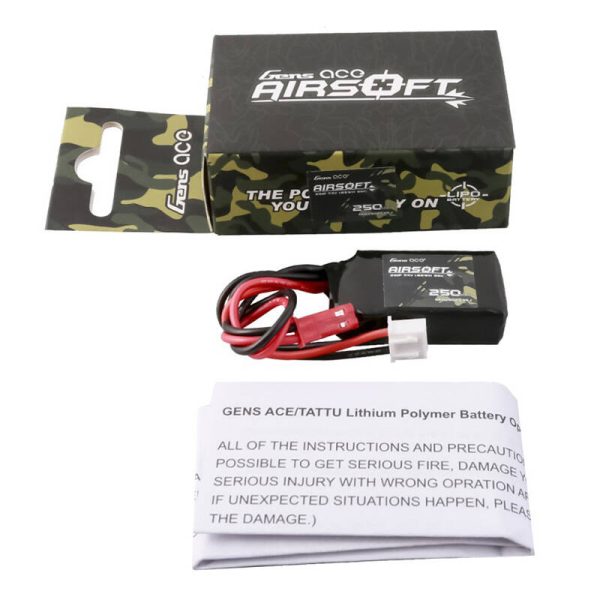 Gens ace 250mAh 7.4V 35C 2S1P Airsoft Gun Lipo Battery with JST-SYP Plug - Image 5