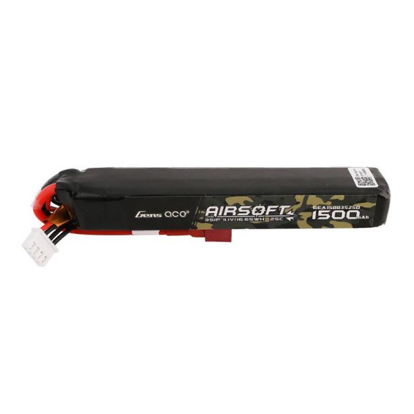 Gens ace 25C 1500mAh 3S1P 11.1V Airsoft Gun Lipo Battery with T Plug - Image 2