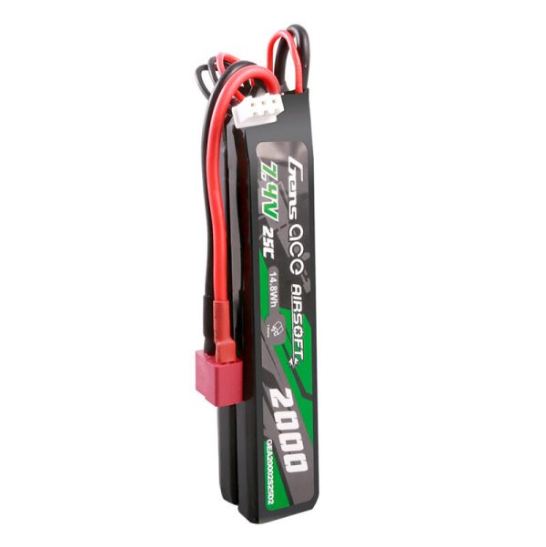 Gens Ace 25C 2000mAh 2S2P 7.4V Saddle Airsoft Gun Lipo Battery with Mini Deans(T) Plug - Image 3