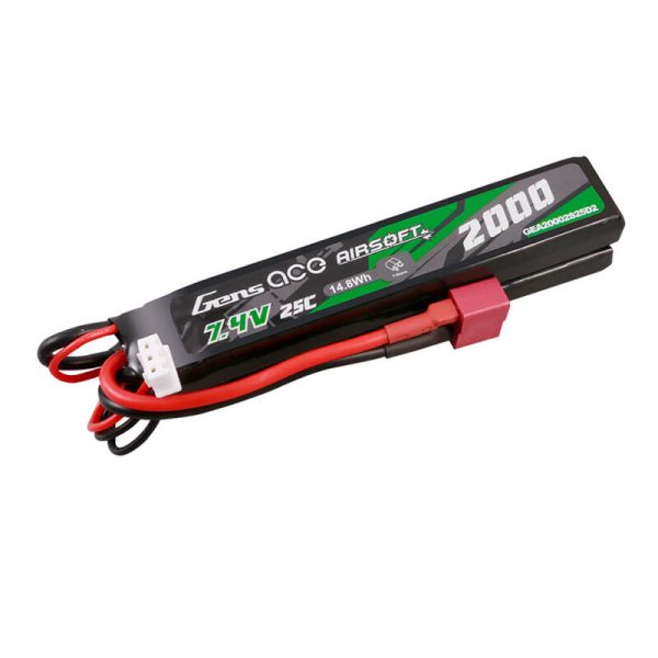 Gens Ace 25C 2000mAh 2S2P 7.4V Saddle Airsoft Gun Lipo Battery with Mini Deans(T) Plug - Image 4