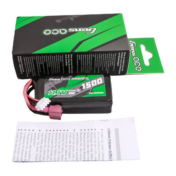 Gens ace 35C 1500mAh 3S1P 11.1V Airsoft Gun Lipo Battery with T Plug - Image 4