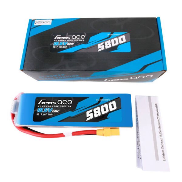 Gens ace 5800mAh 60C 18.5V 5S1P Lipo Battery Pack with XT90 plug - Image 5