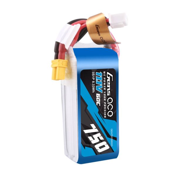 GENS ACE 750MAH 11.1V 60C 3S1P LIPO BATTERY PACK WITH XT30 - Image 2