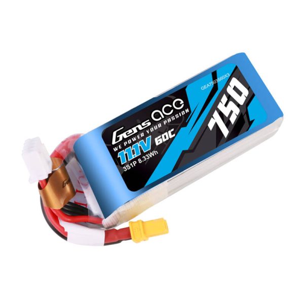 GENS ACE 750MAH 11.1V 60C 3S1P LIPO BATTERY PACK WITH XT30 - Image 4