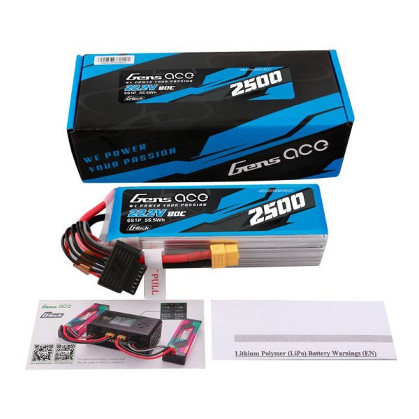 Gens ace G-Tech 2500mAh 22.2V 80C 6S1P Lipo Battery Pack with XT60 plug — изображение 5