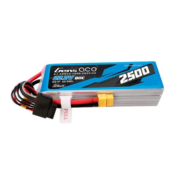 Gens ace G-Tech 2500mAh 22.2V 80C 6S1P Lipo Battery Pack with XT60 plug — изображение 2
