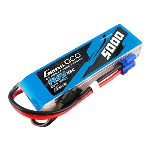 Gens ace G-Tech 5000mAh 14.8V 45C 4S1P Heli Lipo Battery with EC5 Plug - Image 2