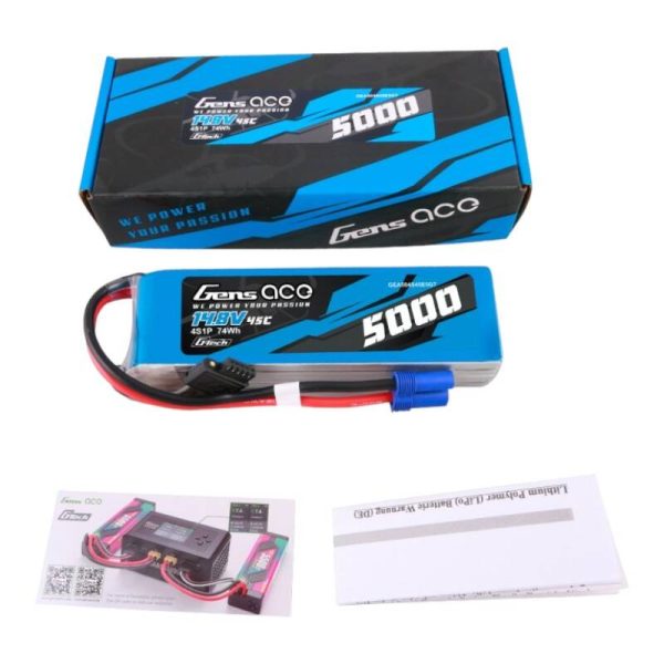 Gens ace G-Tech 5000mAh 14.8V 45C 4S1P Heli Lipo Battery with EC5 Plug - Image 5