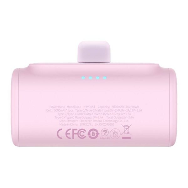 Powerbank Baseus Compact USB-C 5000mAh, 20W (pink) — изображение 5