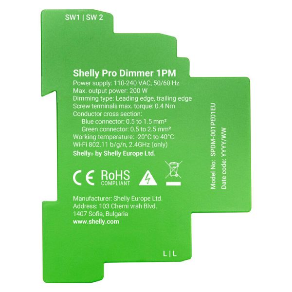 DIN Rail Smart Switch Shelly Pro Dimmer , 1 channels - Image 2