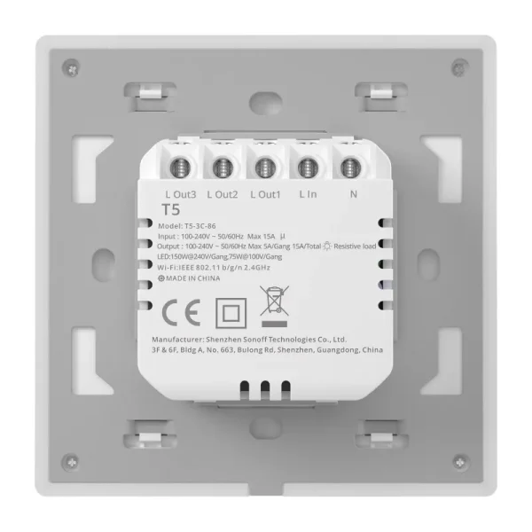 Smart Wi-Fi Touch Wall Switch Sonoff TX T5 4C (4-channel) - Image 3