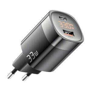 Wall charger, Essager, ECTCA-LYB01-Z, GaN, USB-A, USB-C, 33W (black)