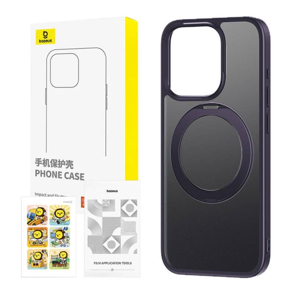 Phone Case with Stand Baseus SkyRing 360° for iP 14 Pro +tempered-glass and cleaning kit (purple) — изображение 4