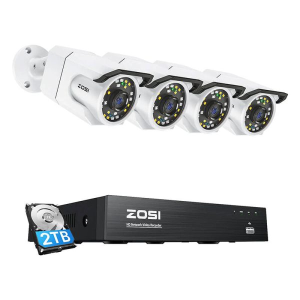 IP Camera ZOSI C105 4 pcs WiFi 8MP + NVR 8ch + 2TB HDD - Image 2