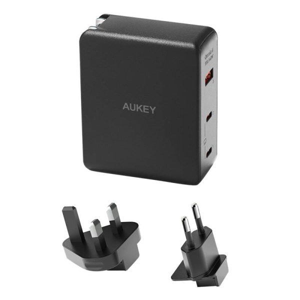Wall charger Aukey PA-B7O, 1xUSB-A, 2xUSB-C, 140W GaN (black) — изображение 2