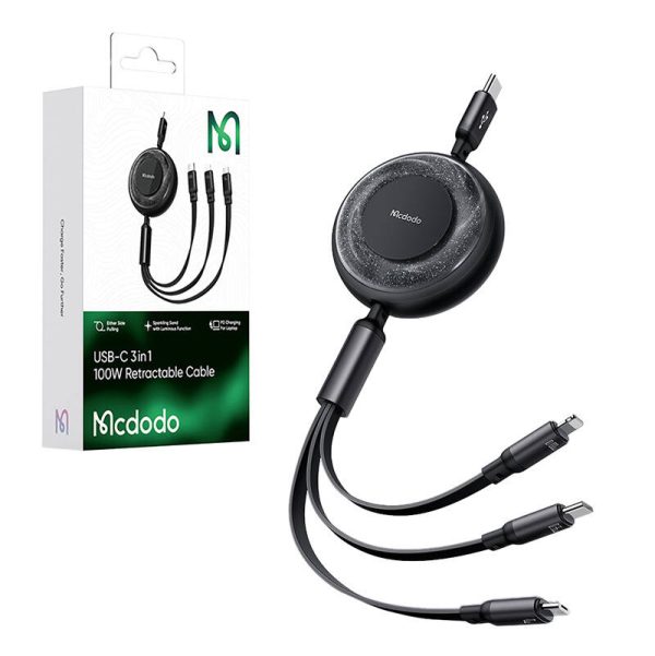 3in1 USB to USB-C / Lightning / Micro USB Cable, Mcdodo CA-5220, 1.2m (Black) - Image 2