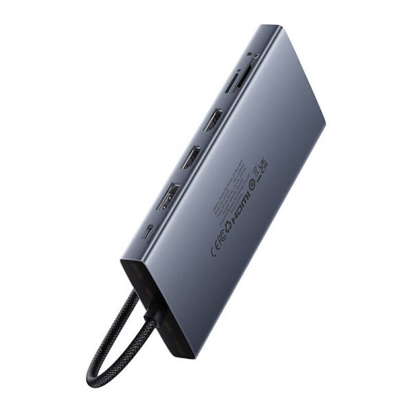 Hub 13in1 Baseus PortalJoy USB-C to HDMI+DP+VGA+C+USB+PD+RJ45+SD/TF+3.5mm (grey) - Image 3