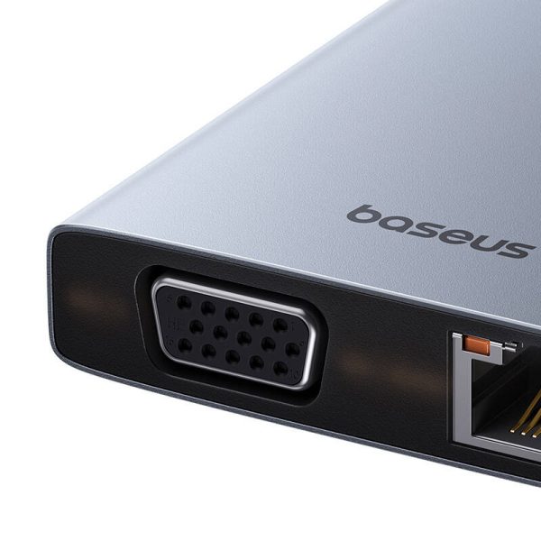 Hub 13in1 Baseus PortalJoy USB-C to HDMI+DP+VGA+C+USB+PD+RJ45+SD/TF+3.5mm (grey) - Image 4