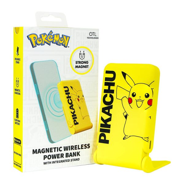 Magnetic powerbank OTL 5000 mAh, USB-C 15W, Pokemon Pikatchu with stand (yellow) - Image 4