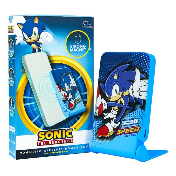 Magnetic powerbank OTL 5000 mAh, USB-C 15W, Sonic The Hedgehoh with stand (blue) — изображение 4