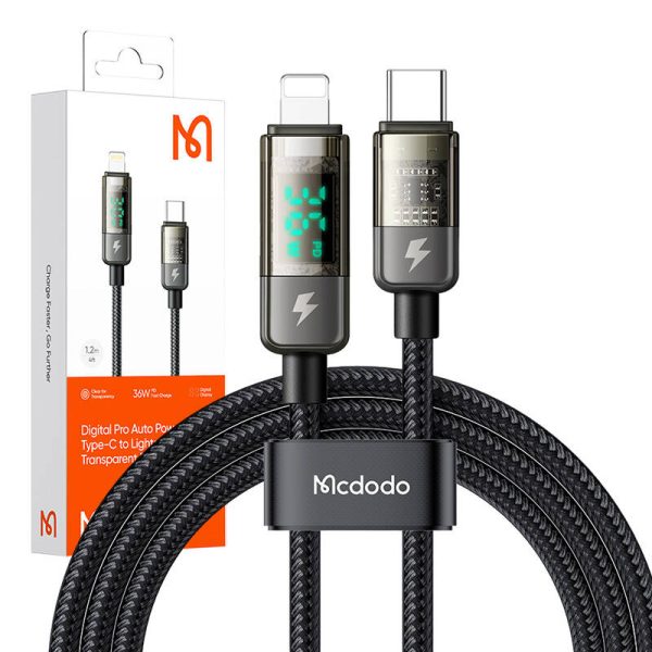 Mcdodo CA-3600 USB-C to Lightning cable, auto power off, 36W, 1.2m (black) — изображение 4