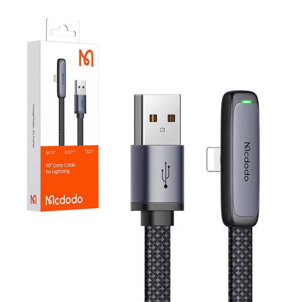 Mcdodo CA-2790 USB to lightning angle cable, 1.2m (black) - Image 4
