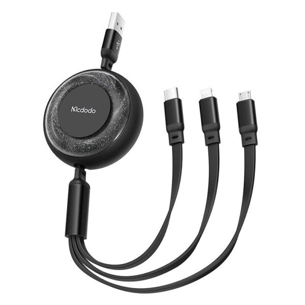 3-in-1 USB-C to USB-C / Lightning / Micro USB cable, Mcdodo CA-3730, 1.2m (black) - Image 3
