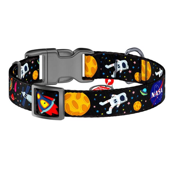 Nylon dog collar with QR code Waudog "NASA" size M - Image 2