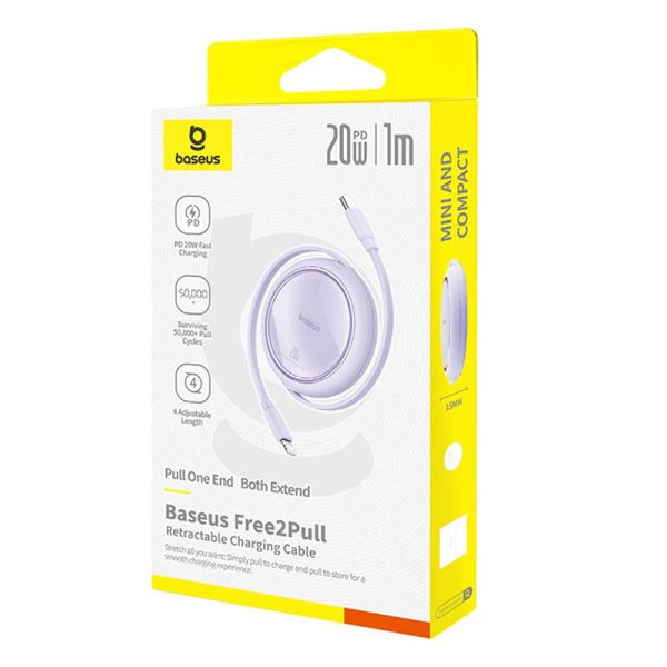 USB Cable Baseus Free2Pull USB-C to iP 20W 1m (purple) — изображение 6