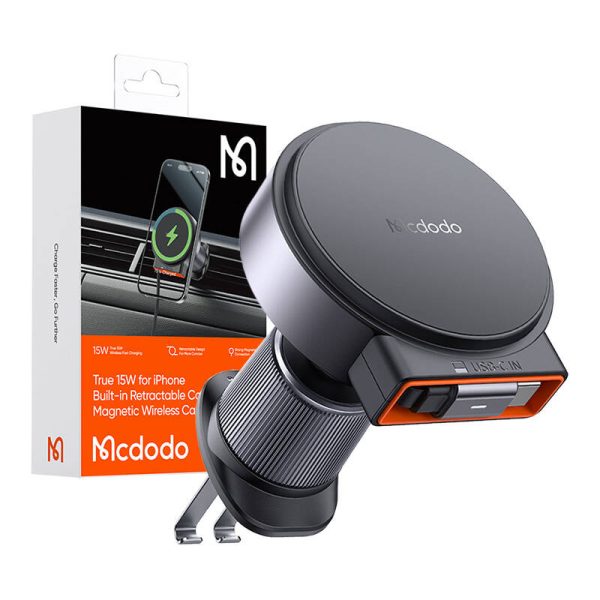 Wireless car charger with retractable USB-C cableMcdodo CH-3000, 15W (black) - Image 5