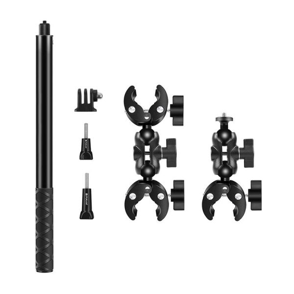 Motorcycle/bicycle mount PULUZ with a single clamp and selfie stick 150 cm - Image 2