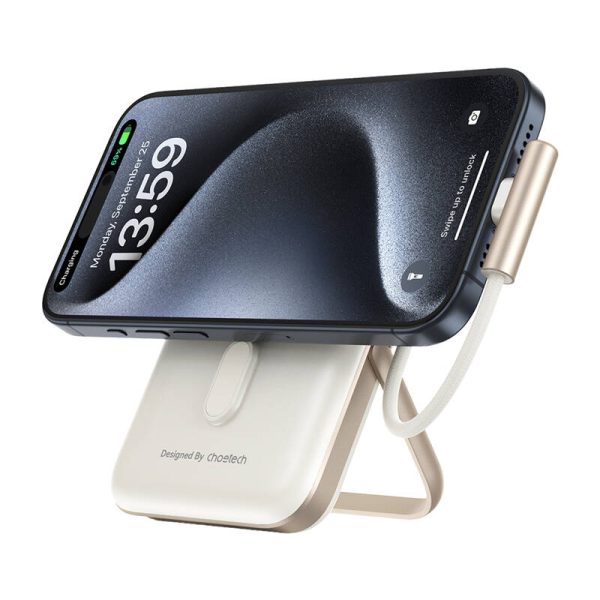 Choetech B735 magnetic powerbank 10000mAh 20W PD + USB-C cable (white) - Image 2