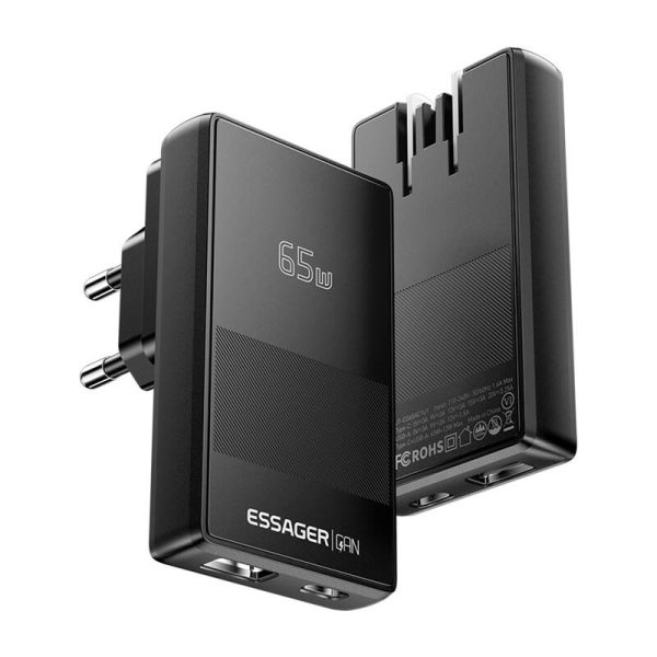 Essager ECT65W-QCB01-Z GaN 65W A+C Charger (black) - Image 4