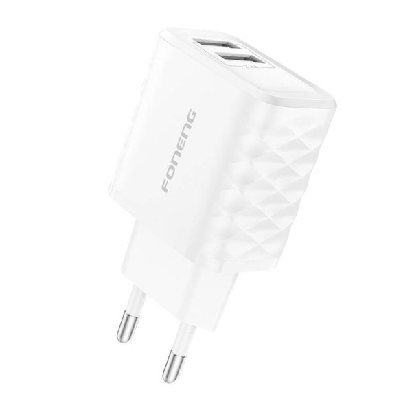 Foneng EU53 20W 2xUSB-A, 2.4A network charger (White) + USB-A toLightning cable - Image 2