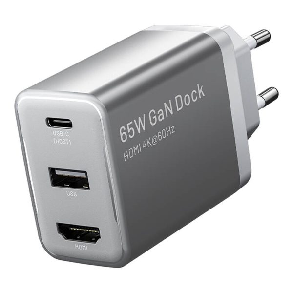 Vention FJAH0-EU USB(C+A)+HDMI GaN mains charger (60W/5W/4K@60Hz) (grey) - Image 2